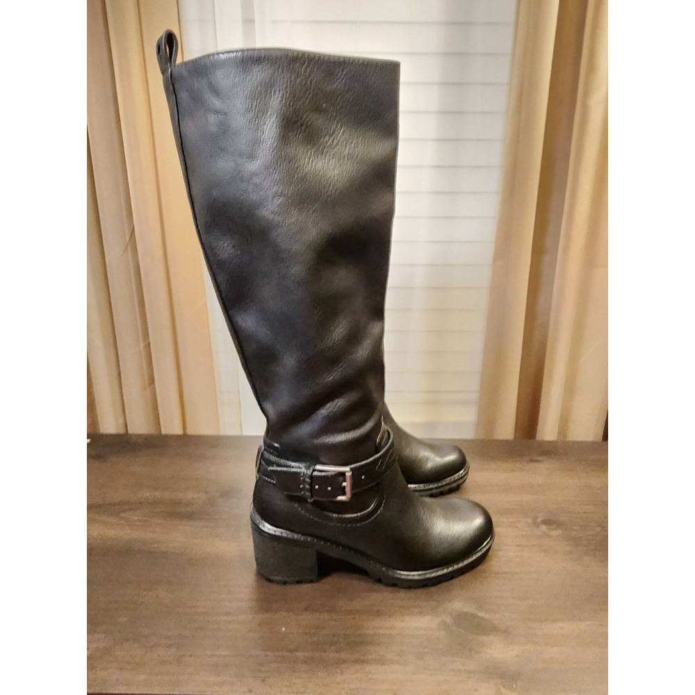 Zodiac Modern Western Moto Knee Height Tall Boots SZ 7 M REGULAR Calf BLACK - Picture 7 of 15